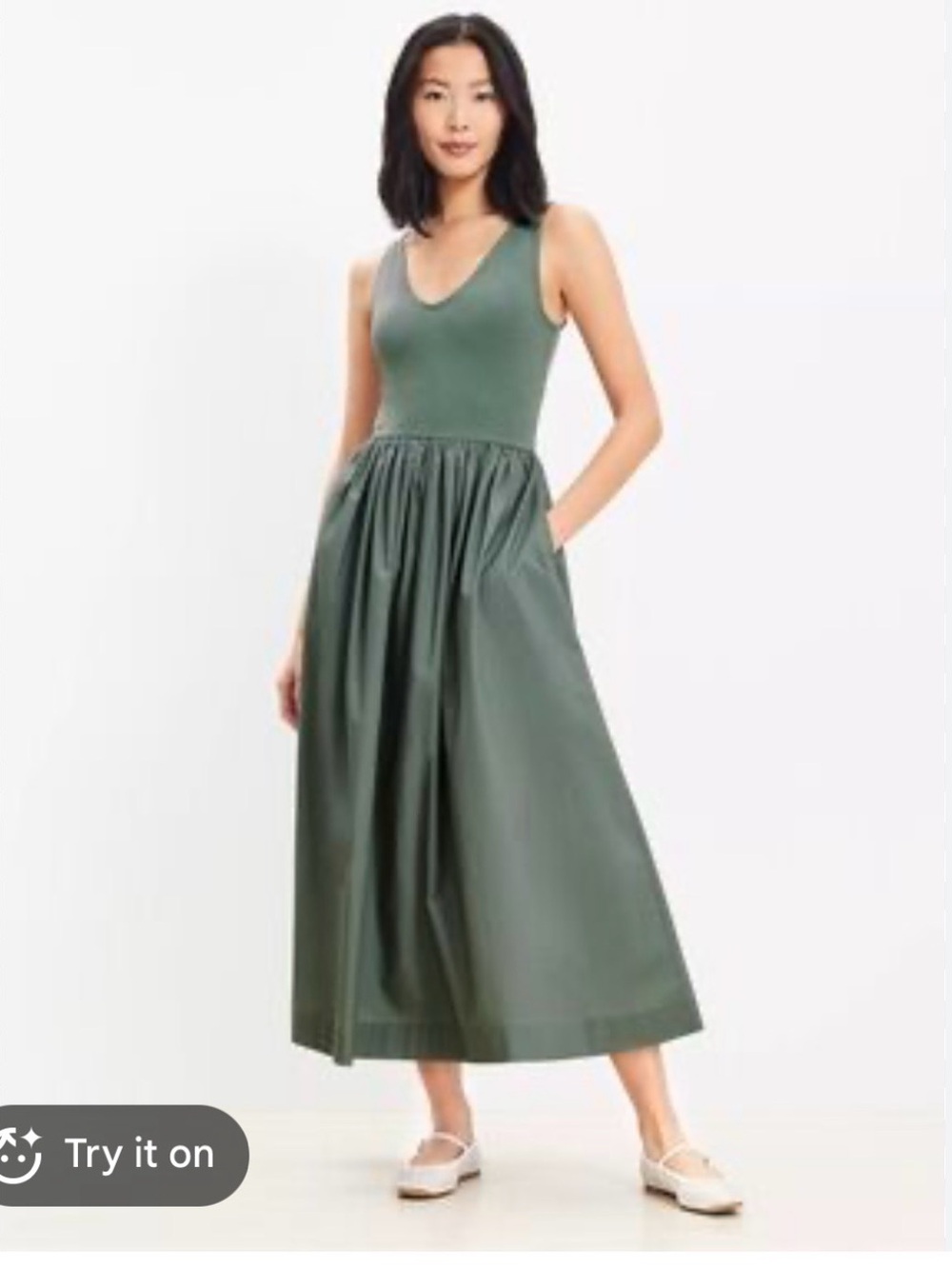 Loft Mixed Media Fit and Flare Pocket Dress